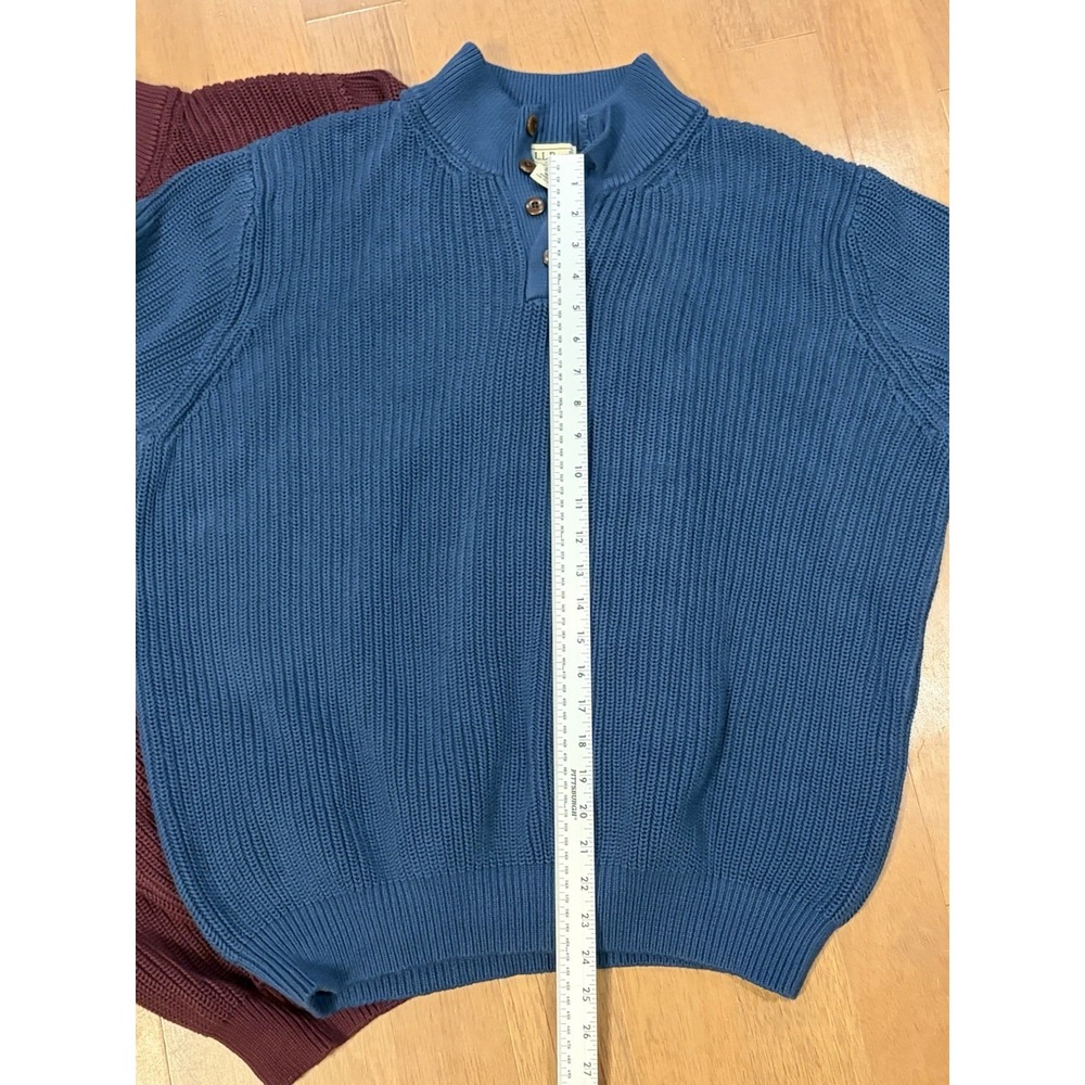 Lot Of (2) LL Bean Mock Neck Henley Sweater Blue Maroon Chunky Knit O FKP7 XXL - Picture 10 of 10